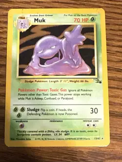 Pokemon TCG Muk Holo Rare Card 13/62 Fossil MP - Image 1