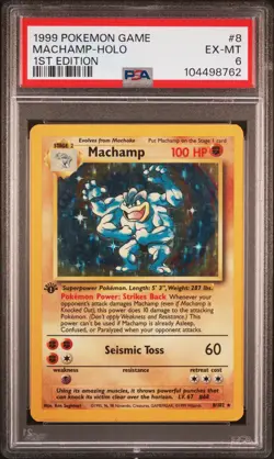 1999 POKEMON BASE SET 1ST EDITION #8 MACHAMP-HOLO PSA 6 - Image 1
