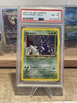 Pokemon Neo Genesis Heracross Holo Rare #6/111 PSA 8 NM-MT *corner Swirl* - Image 1
