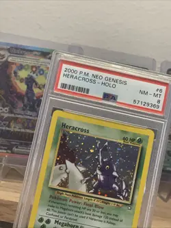 Pokemon Neo Genesis Heracross Holo Rare #6/111 PSA 8 NM-MT *corner Swirl* - Image 2