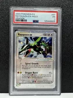 PSA 1 PR 2003 Pokemon EX Dragon Rayquaza EX Holo Foil Rare 97/97 - Image 1