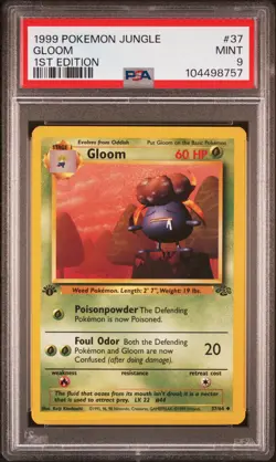 1999 POKEMON JUNGLE 1ST EDITION #37 GLOOM PSA 9 - Image 1