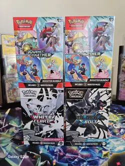 Lot Of 4 Sealed Pokemon Booster Bundle 1 Black Bolt 1 White Flare 2 Journey - Image 1