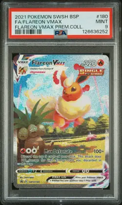 2021 POKEMON SWSH BLACK STAR PROMO #180 FULL ART/FLAREON VMAX PSA 9 - Image 1