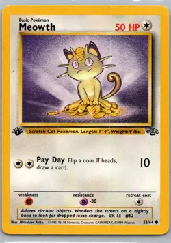 Pokemon TCG Meowth 56/64 Jungle MP - Image 1