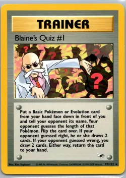 Pokemon TCG Blaines Quiz 1 97/132 Gym Heroes LP - Image 1