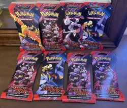 Pokemon Destined Rivals Sleeved Booster Pack LOT of 8 Sealed Packs - Image 1