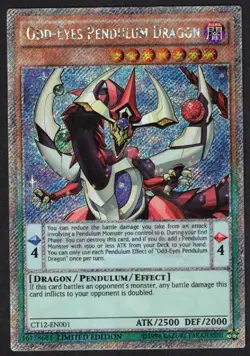 Yugioh Odd-Eyes Pendulum Dragon CT12-EN001 Platinum Secret Rare Limited - LP - Image 1