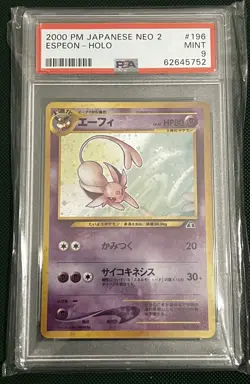 POKEMON 2000 ESPEON HOLO P.M. JAPANESE NEO 2 PSA 9 MINT #196 POKEMON CARD TCG - Image 1