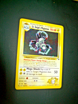 Lt Surges Magneton 8/132 Gym Heroes Holo Rare Vintage Pokemon Card NM Near Mint - Image 1