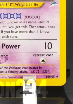 Pokemon TCG Card - Unown [X] 30/105 Neo Destiny Rare Vintage - Image 5