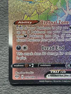 Eternatus VMAX 192/189 Secret Rainbow Rare Full Art Texture Holo Pokemon Card - Image 5