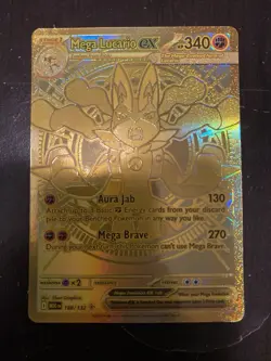 Mega Lucario EX 188/132 Hyper Rare Gold Mega Evolutions Pokemon Card - Image 1