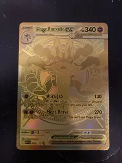 Mega Lucario EX 188/132 Hyper Rare Gold Mega Evolutions Pokemon Card - Image 2