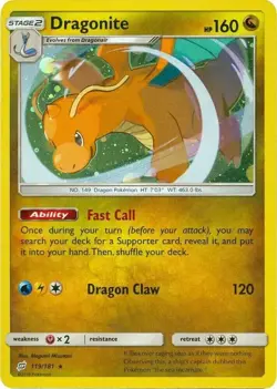 Pokemon TCG Dragonite 119/181 Sun & Moon Team Up Cosmos Holo Rare Promo NM - Image 1