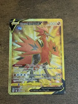 2022 Pokemon Brilliant Stars Galarian Zapdos V 182/172 Gold Secret Rare (NM) - Image 1