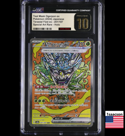 PRISTINE CGC 10 Teal Mask Ogerpon ex SAR 201 sv8a Terastal JAPANESE Pokemon - Image 1
