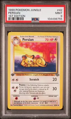 1999 POKEMON JUNGLE 1ST EDITION #42 PERSIAN PSA 9 - Image 1
