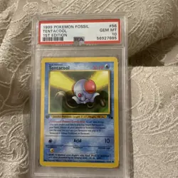 Pokemon Tentacool 1st Edition Fossil Pokemon TCG 56/62 English PSA 10 1999 Low - Image 1
