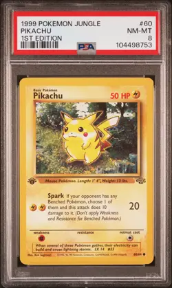 1999 POKEMON JUNGLE 1ST EDITION #60 PIKACHU PSA 8 - Image 1
