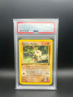 Pokemon TCG - Blaines Mankey- 1st Edition - 63 - Gym Challenge - PSA 10 - Image 1