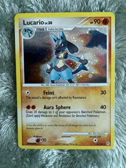 2007 Pokemon LUCARIO Diamond & Pearl Base Set Series HOLO Foil Rare Card 6/130 - Image 1