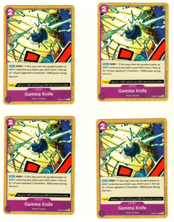 Set of 4 Gamma Knife OP05-077 Awakening of the New Era One Piece Trading Card - Image 1