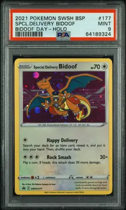 Pokemon Special Delivery Bidoof SWSH177 Holo Black Star Promo PSA 9 - Image 1