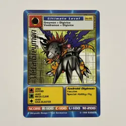 MetalGreymon Bo-80 Digimon Card Game Gold Text 1999 Bandai NM - Image 1