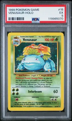 Pokemon TCG Base Set PSA 5 Venusaur - Image 1
