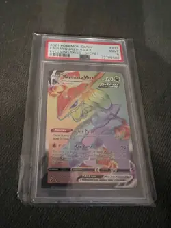 Pokemon 2021 Evolving Skies #217/203 Rayquaza VMAX Rainbow Rare PSA 9!! - Image 1