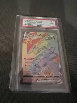Pokemon 2021 Evolving Skies #217/203 Rayquaza VMAX Rainbow Rare PSA 9!! - Image 2