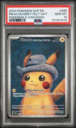 2023 POKEMON SVP EN-SV BLACK STAR PROMO #085 PIKACHU WITH GREY FELT HAT PSA 10 - Image 1