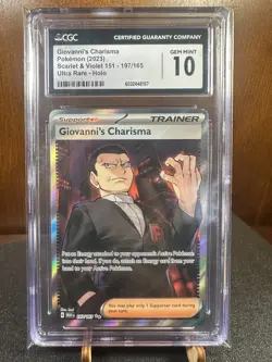CGC 10 - Giovanni's Charisma 197/165 Pokemon Sv: Scarlet & Violet 151 Holo - Image 1