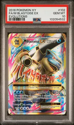 2016 POKEMON XY EVOLUTIONS #102 FULL ART/M BLASTOISE EX PSA 10 - Image 1