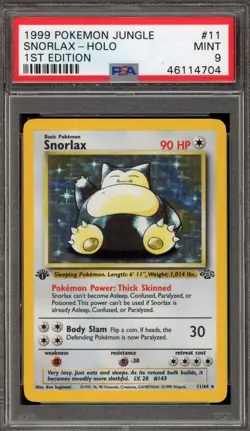 Pokemon Snorlax Jungle 1st Edition Holo Rare #11 PSA 9 Mint - Image 1