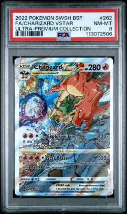 2022 POKEMON SWSH BLACK STAR PROMO #262 FULL ART/CHARIZARD VSTAR PSA 8 - Image 1