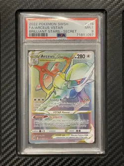 2022 PSA 9 FA Arceus VSTAR #176 Full Art Secret Rare Rainbow Pokemon TCG SWSH BS - Image 1