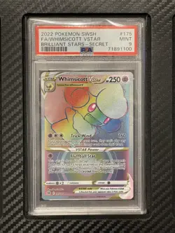2022 PSA 9 FA Whimsicott VSTAR #175 Full Art Secret Rare Rainbow Pokemon TCG BS - Image 1