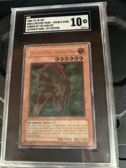 YuGiOh! Destiny Hero Double Dude 2006 SGC 10 Gem Mint Ultimate 1st Ed POTD-EN012 - Image 1