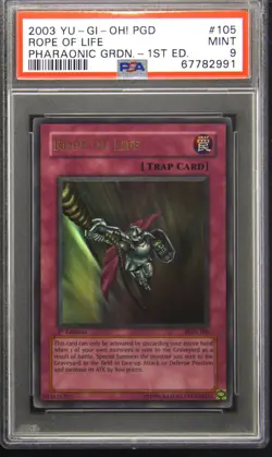 2003 YU-GI-OH! PGD-PHARAONIC GUARDIAN 1ST ED #105 ROPE OF LIFE PSA 9 - Image 1