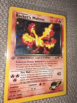 Rockets Moltres Holo Rare Card 12/132 Gym Heroes 1st Edition / NM! - Image 4