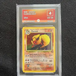 Pokemon TCG Flareon Jungle Holo Card 3/64 Unlimited Rare PG Graded 4 VG-EX 1999 - Image 1