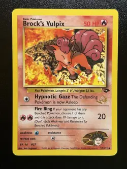 BROCK'S VULPIX W Stamp Pokemon Card - WOTC Promo - Gym Challenge - 37/132 LP (A) - Image 1