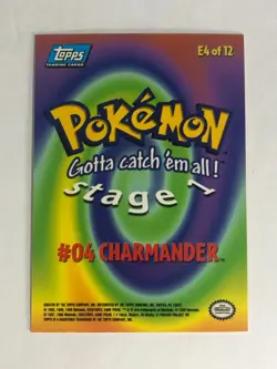 Pokemon Card Blue Topps Label TV Animation #4 Charmander E4 of 12 Light Played - Image 2