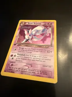 Pokemon TCG Neo Destiny Dark Espeon 1st Edition Holo Rare Card 4/105 Swirl - Image 1