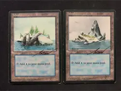 MTG Magic the Gathering x2 Basic Land Island Lot Signed Cards Ice Age - Image 1