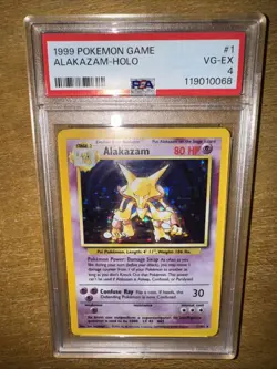 Pokemon Alakazam 001/102 Base Set Holo Classic 1999 PSA 4 VG-EX! - Image 1