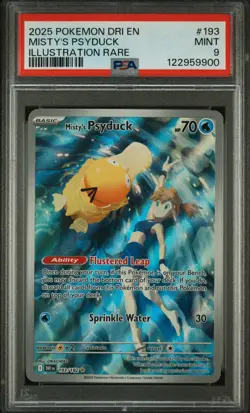 2025 POKEMON DRI EN-DESTINED RIVALS ILLUSTRATION RARE #193 MISTY'S PSYDUCK PSA 9 - Image 1