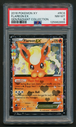 Flareon EX RC6/RC32 Radiant Collection Holo Pokemon 2016 Generations PSA 8 NM-MT - Image 1
